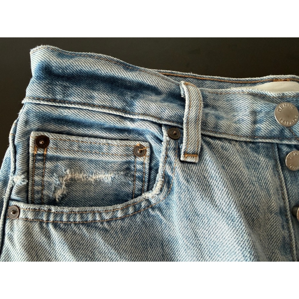 Denim Forum The BF High Rise Loose Distressed Jeans Light Wash Blue 27X28 - Picture 13 of 15